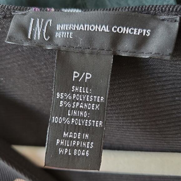 INC International Concepts Black Purple Bell Sleeve Bodycon Dress Womens SP - Picture 4 of 5